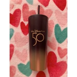 BNWT Walt Disney World 50th Anniversary Starbucks Black & Gold Tumbler
